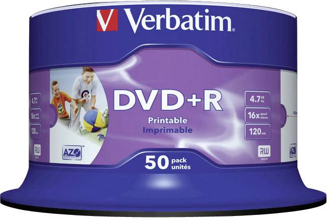 DVD+R vierge Verbatim 16X DVD+R PRINTABLE 50ER SPIND 50 pc(s) 4.7 GB 120 min imprimable