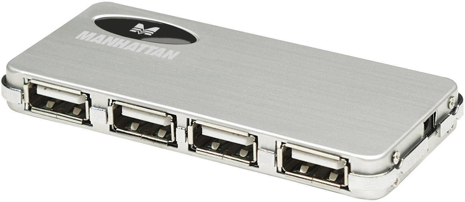 Hub USB 2.0 Manhattan Hi-Speed Micro Hub 4 ports argent