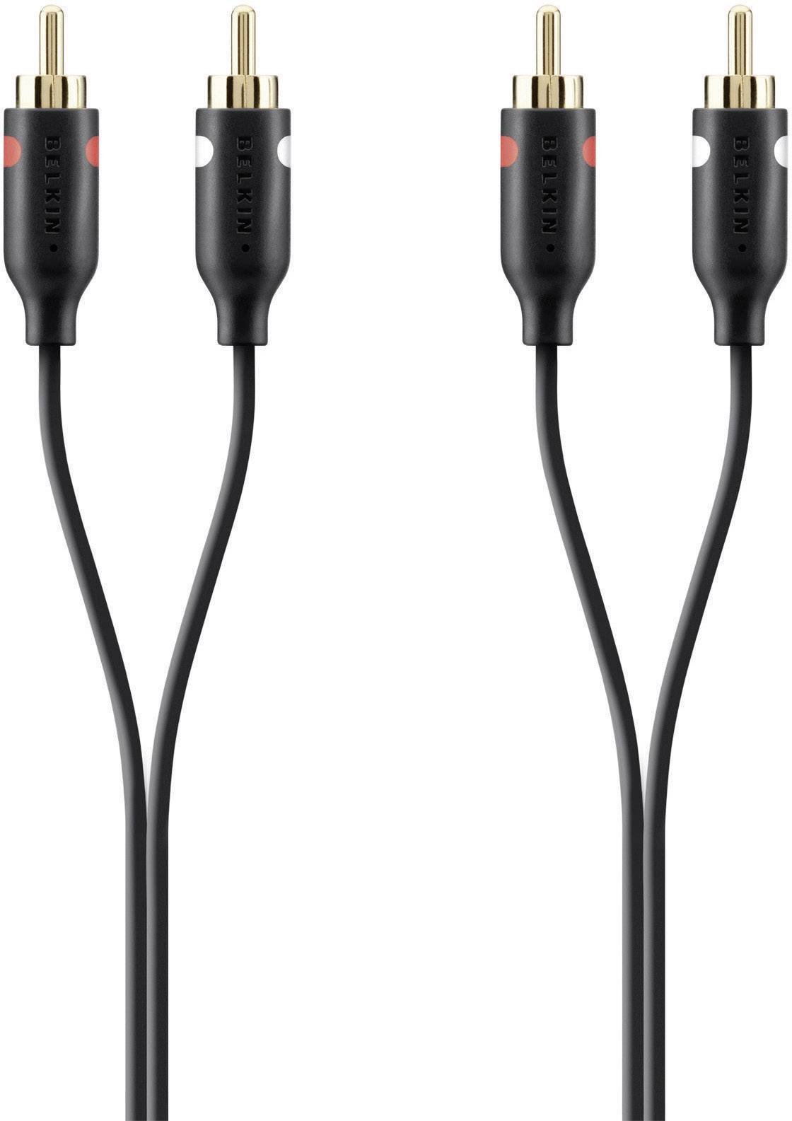 Câble audio Belkin F3Y098bf1M [2x Cinch-RCA mâle - 2x Cinch-RCA mâle] 1.00 m noir contacts dorés