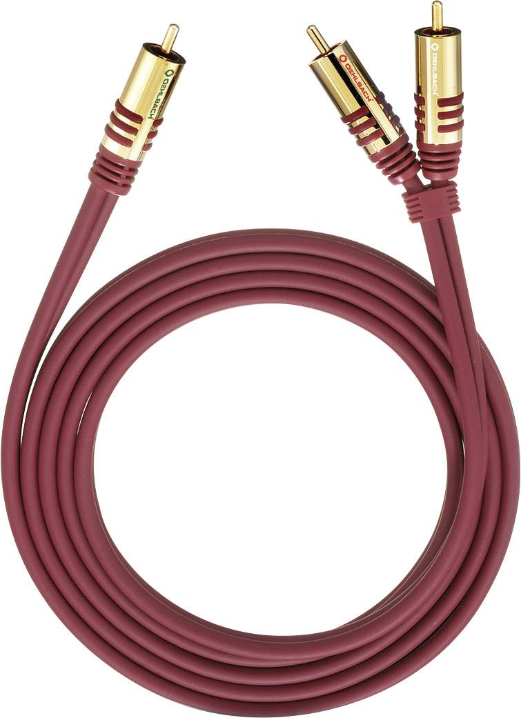 Câble audio Oehlbach 20565 [2x Cinch-RCA mâle - 1x Cinch-RCA mâle] 5.00 m rouge contacts dorés