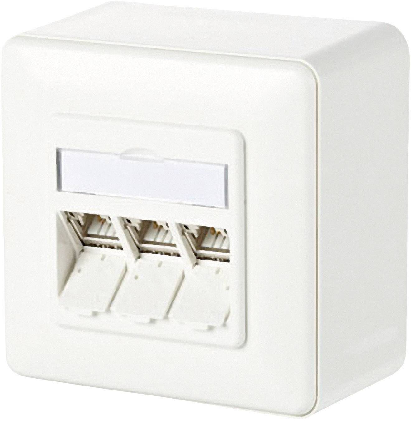 Prise réseau montage apparent (en saillie) CAT 6a 3 ports Metz Connect 130B11D30002-E blanc pur