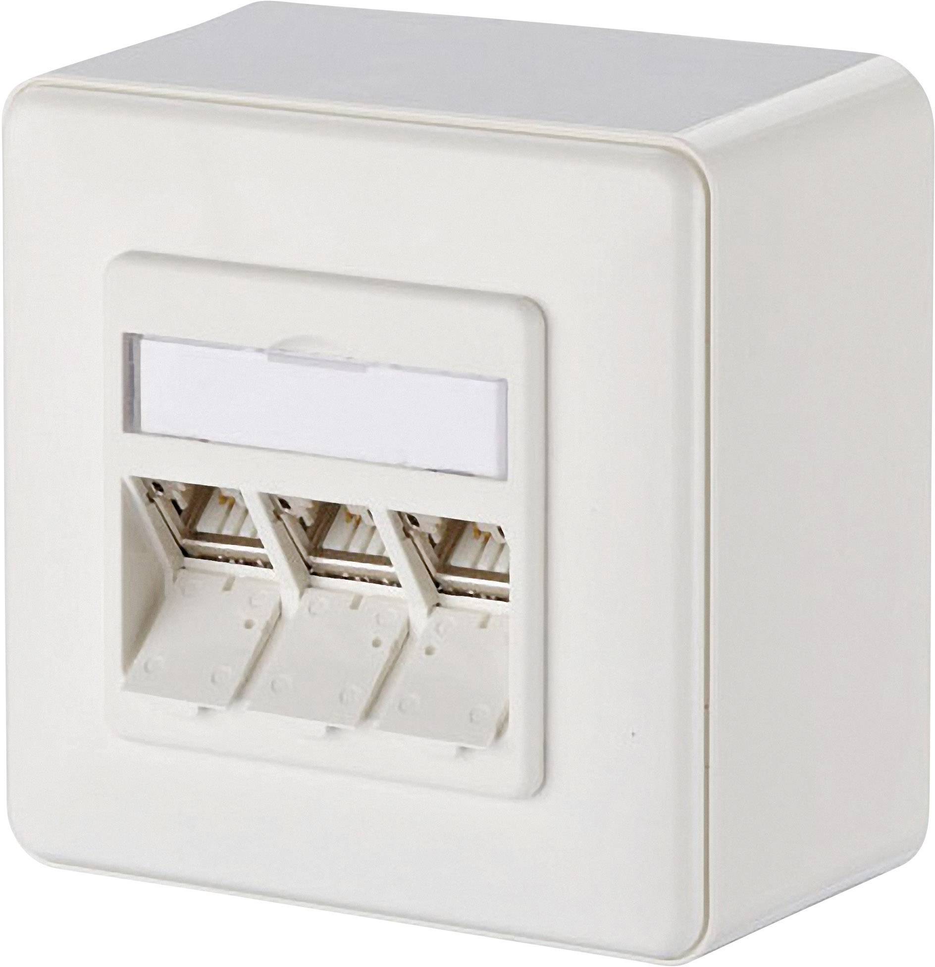Prise réseau montage apparent (en saillie) CAT 6a 3 ports Metz Connect 130B12D30002-E blanc pur