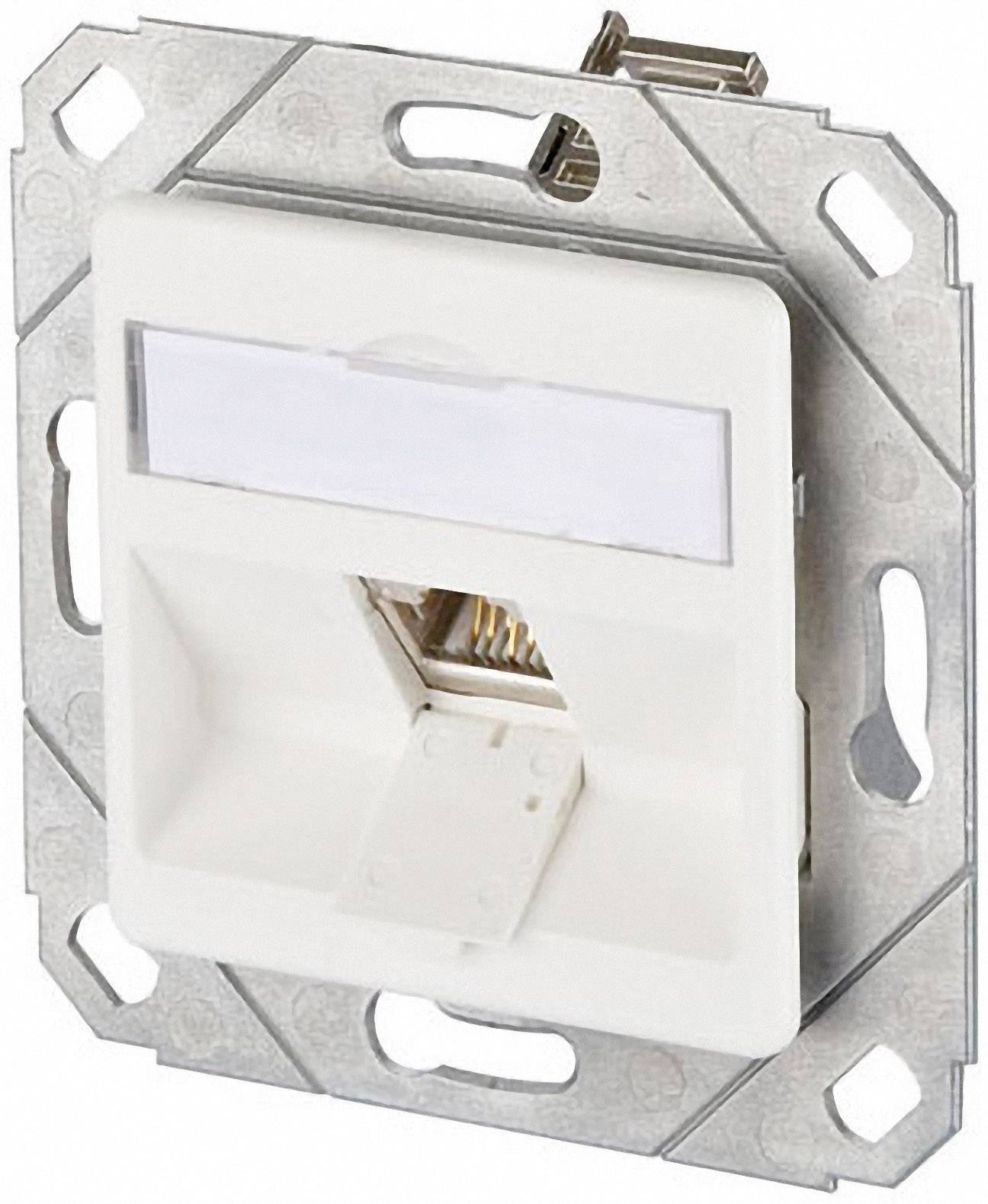 Prise réseau encastré insert avec plaque centrale CAT 6 1 port Metz Connect 1309111102-E blanc pur