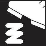 Symbole d'une semelle de chaussure au-dessus d'une vague, indiquant une surface glissante.