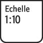 L'échelle 1:10 est écrite en noir sur un fond blanc.